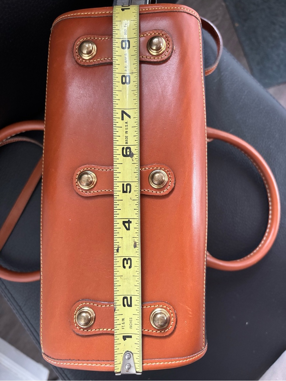 Dooney & Bourke Black with Brown Trim Pebbled Leather Satchel - Picture 10 of 13